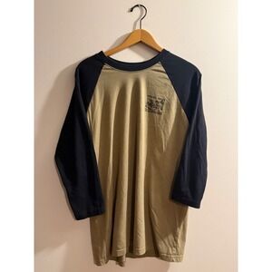 Ruxen Rocks Peak West Colorado Lodge Raglan Baseball Tee Mens Large Olive Navy